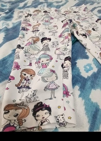 Kız Çocuk Çok Renkli Baskılı Tayt - Görsel 5