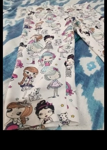 Kız Çocuk Çok Renkli Baskılı Tayt - Görsel 3