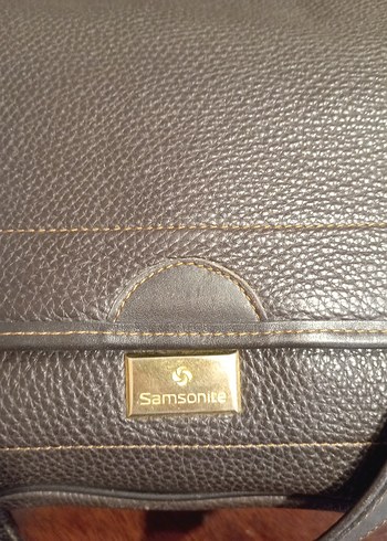 Samsonite Kahverengi Deri Tokalı Kadın Vintage Çanta