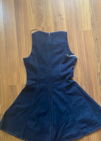 36 Beden lacivert Renk Kolsuz Lacivert Denim Midi Elbise