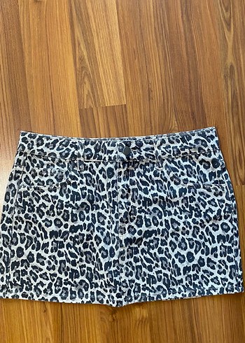 Leopar Desenli Mini Etek