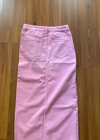 38 Beden Pembe Uzun Denim Etek