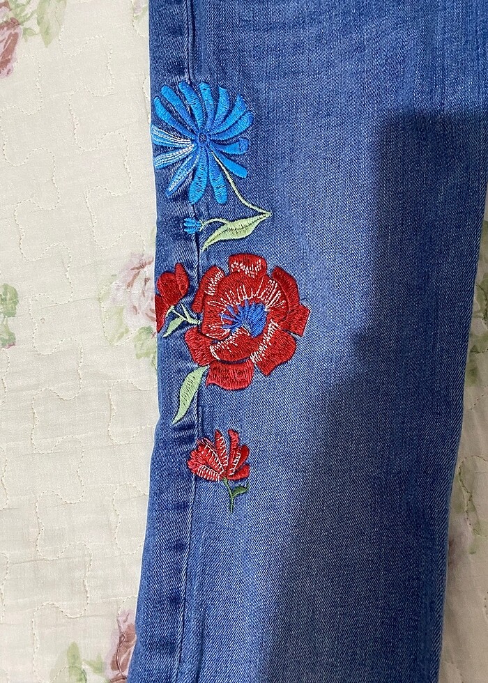 Kadın çiçek motifli pantolon - Görsel 2