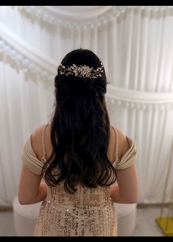 Bej Drapeli Uzun Abiye- Nişan Elbise - Görsel 5