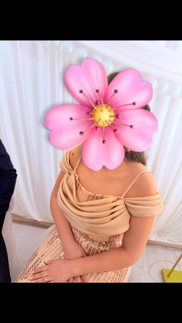 Bej Drapeli Uzun Abiye- Nişan Elbise - Görsel 3