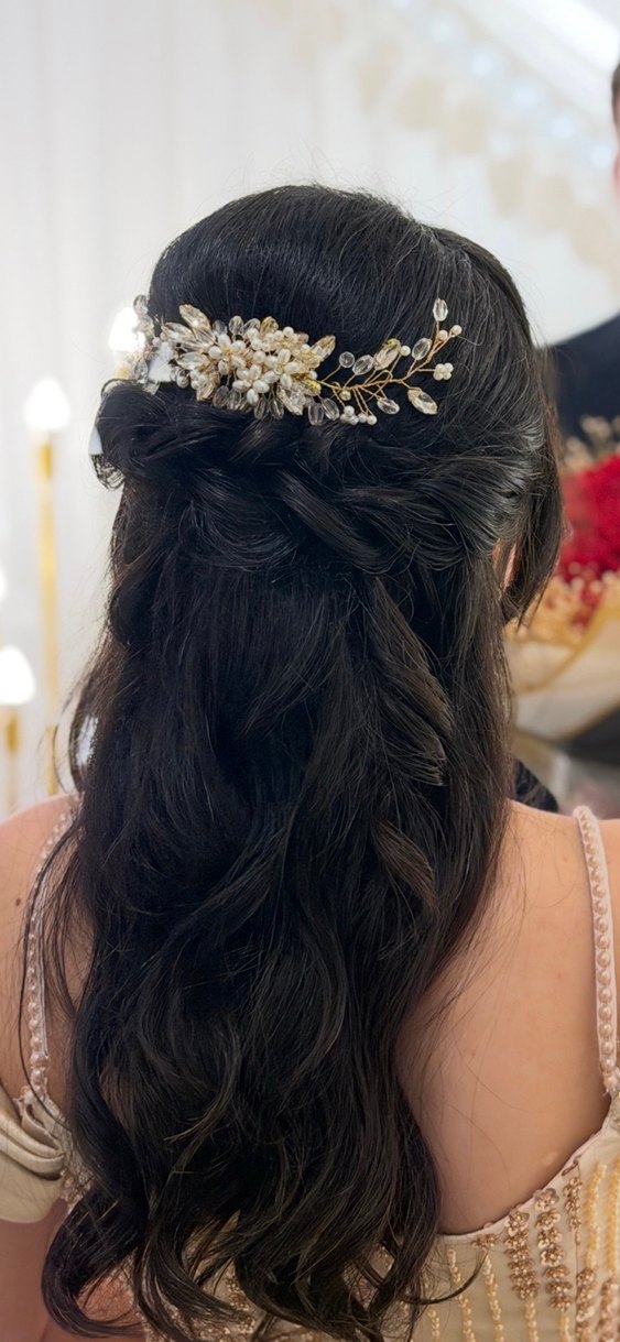 Boncuklu Bej Bohem Saç Aksesuarı - Görsel 2