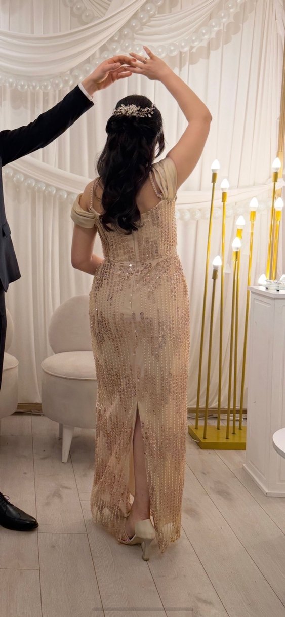 Boncuklu Bej Bohem Saç Aksesuarı - Görsel 3