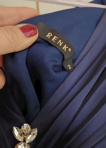 Straplez Lacivert Fırfırlı Uzun Abiye Elbise - Görsel 4