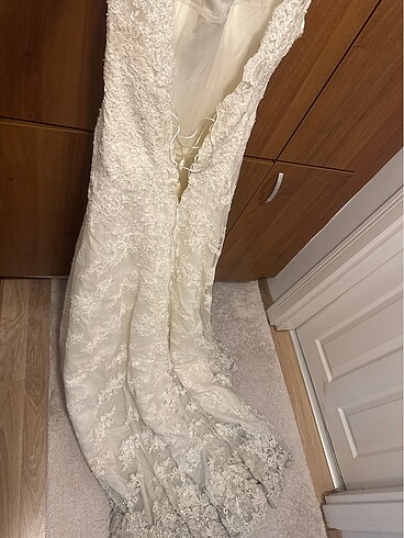 fransız güpürlü, boncuk işlemeki gelinlik - Görsel 8