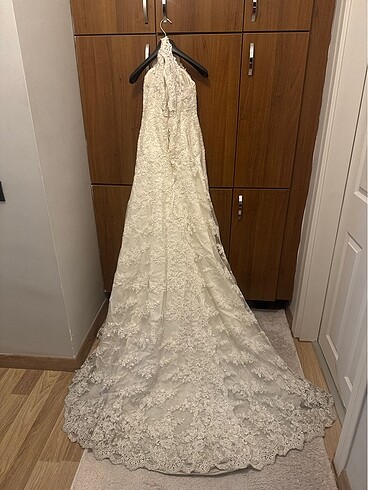 fransız güpürlü, boncuk işlemeki gelinlik - Görsel 9