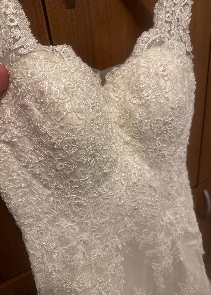 fransız güpürlü, boncuk işlemeki gelinlik - Görsel 3