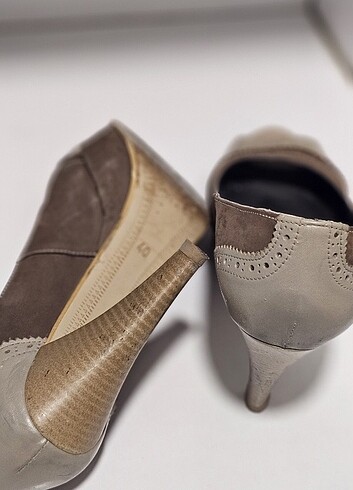 Platform topuklu bej taba ayakkabı - Görsel 3