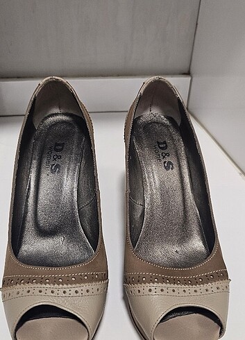 Platform topuklu bej taba ayakkabı - Görsel 4