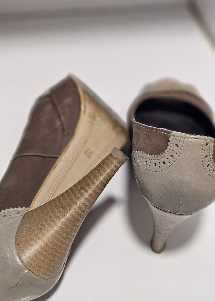 Platform topuklu bej taba ayakkabı - Görsel 3