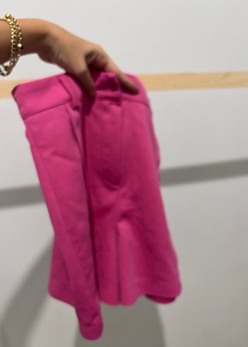 s Beden Kadın Parlak Pembe Yüksek Bel Mini Şort