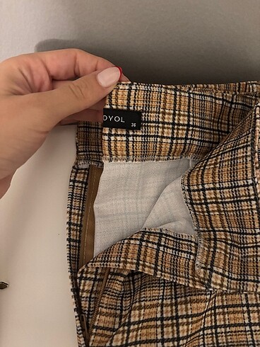 s Beden çeşitli Renk Kareli kumaş pantolon