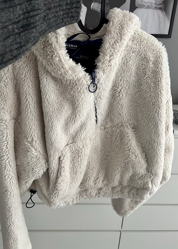 Kadın Beyaz Yumuşak Peluş Midi Mont