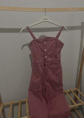 Gül kurusu Kadın Uzun kot Tulum - Görsel 2