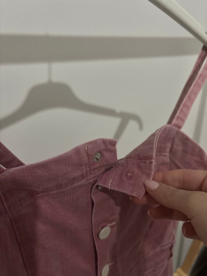 Gül kurusu Kadın Uzun kot Tulum - Görsel 4