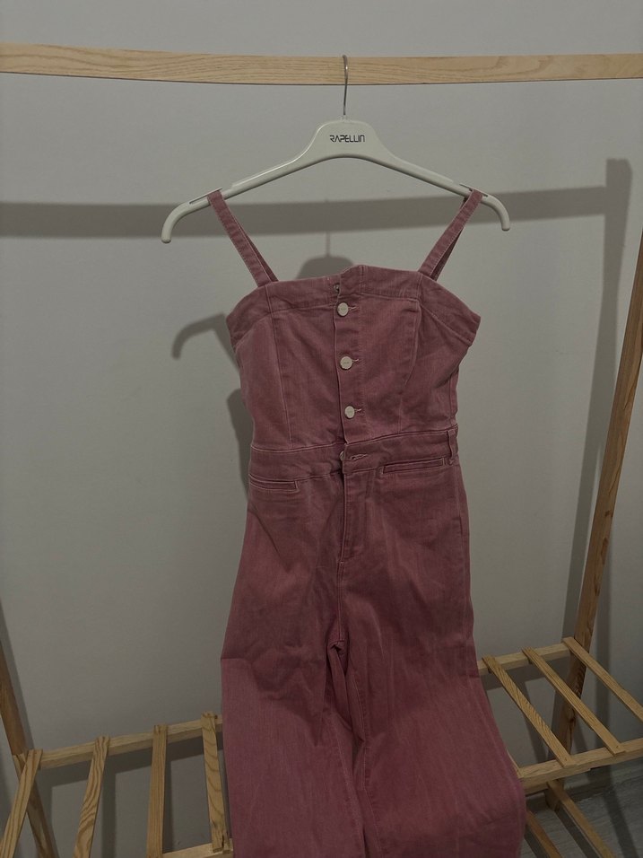 Gül kurusu Kadın Uzun kot Tulum - Görsel 2