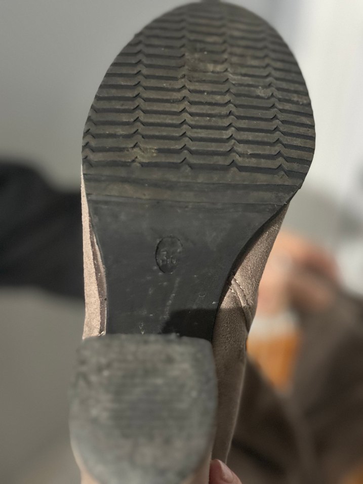 Bej Süet Kadın Dizüstü Botlar - Görsel 3