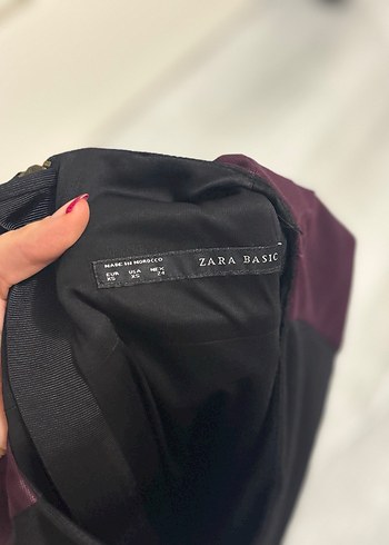 Bordo Kollu Siyah Hamile Midi Tunik - Görsel 4