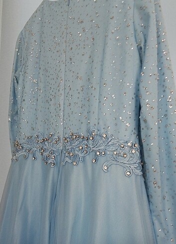 Balık Tipi Bebe Mavisi Kadın Abiye - Görsel 7