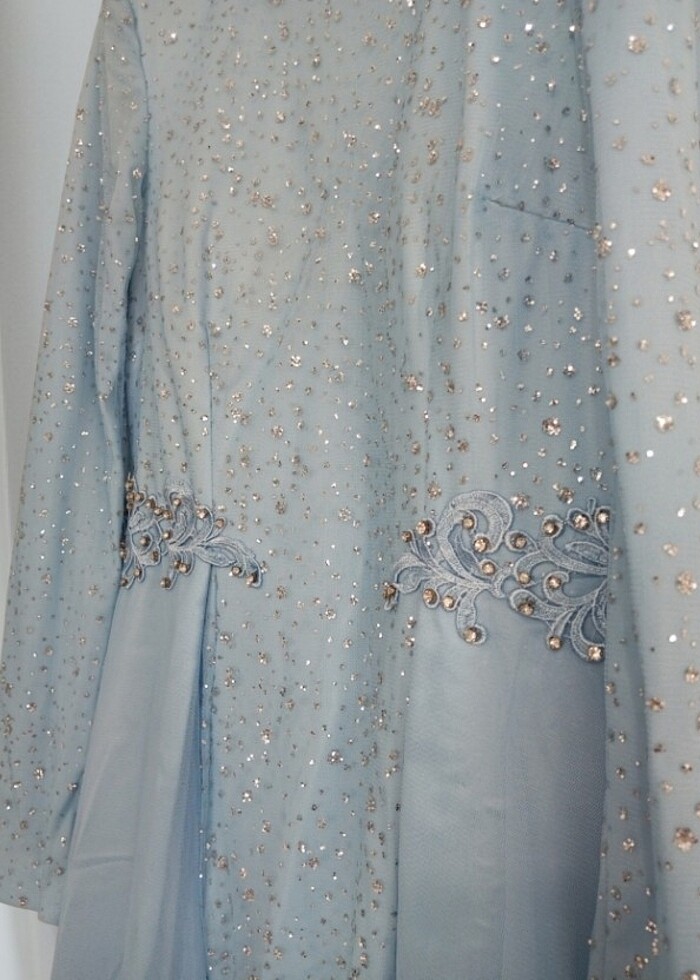 Balık Tipi Bebe Mavisi Kadın Abiye - Görsel 5