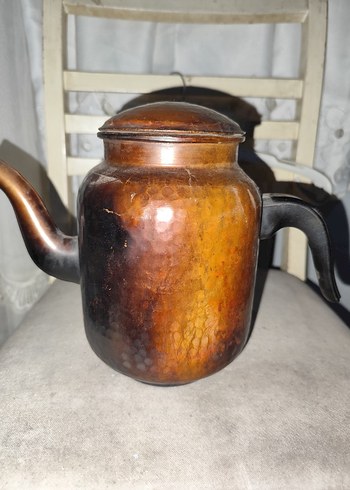 Parlak Kahverengi Bakır Demlik