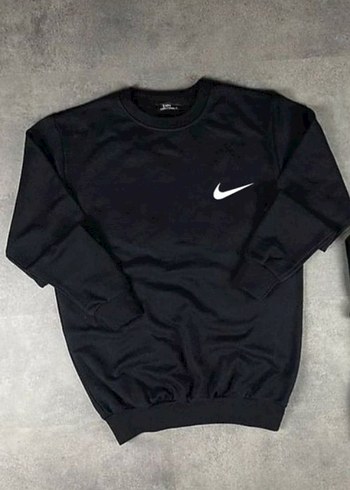 Siyah Erkek Sweatshirt, Uzun Kollu, Rahat Kesim