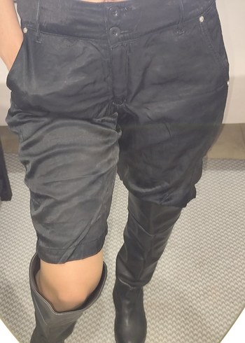 Siyah Deri Midi Hamile Pantolonu - Görsel 3