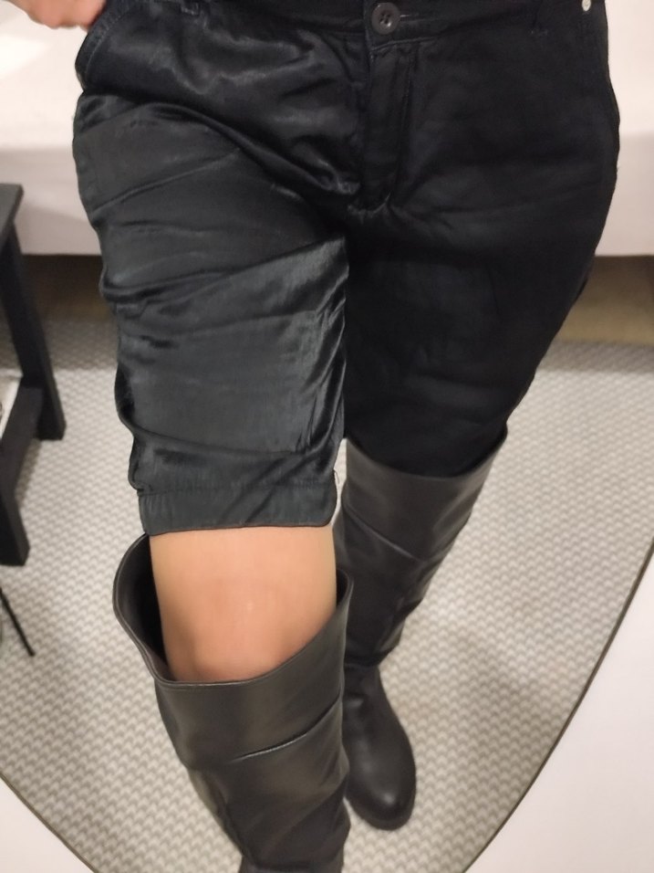 Siyah Deri Midi Hamile Pantolonu - Görsel 2