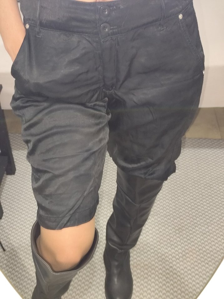 Siyah Deri Midi Hamile Pantolonu - Görsel 3