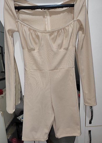 Bej Kadın Pilili Uzun Kollu Tulum - Görsel 2