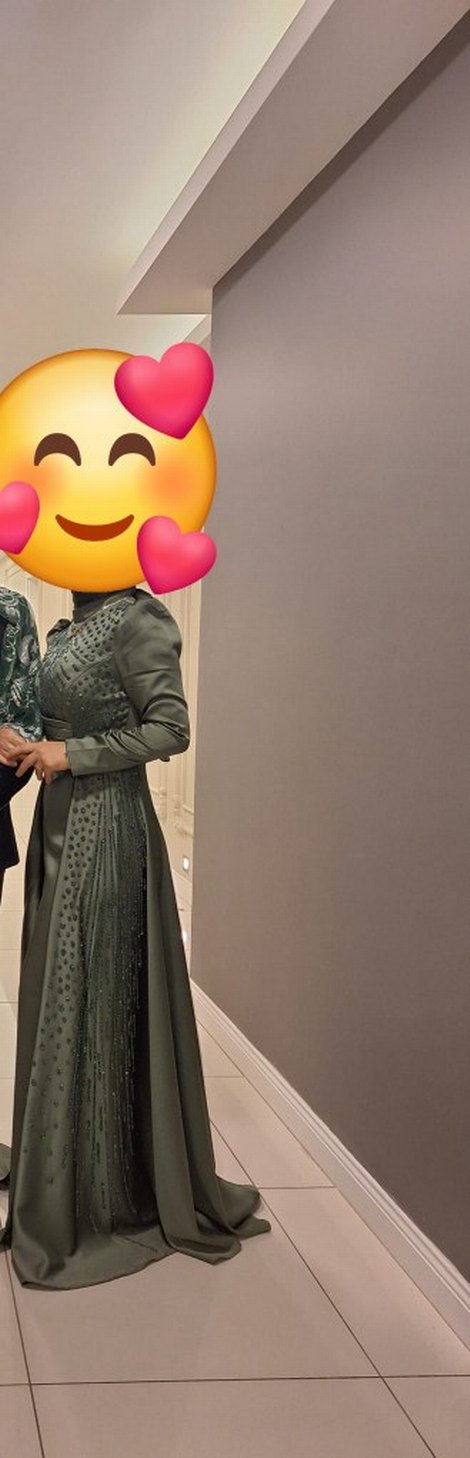 Yeşil tesettür abiye - Görsel 3