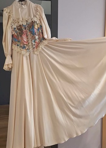 Bohem Yüksek Yakalı Uzun Kollu elbise - Görsel 10