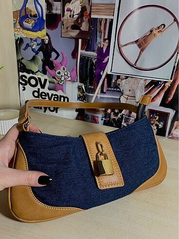 Stradivarius STRADIVARIUS VİNTAGE DERİ VE KOT BİRLEŞİMİ ÇANTA