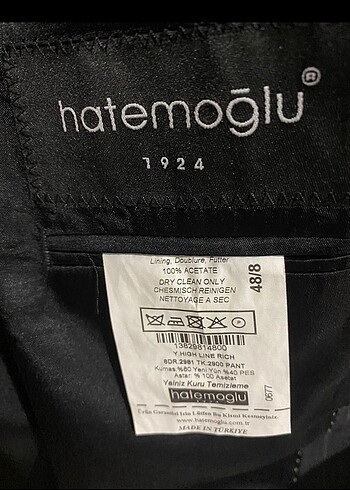 48 Beden mavi Renk Hatemoğlu takım elbise