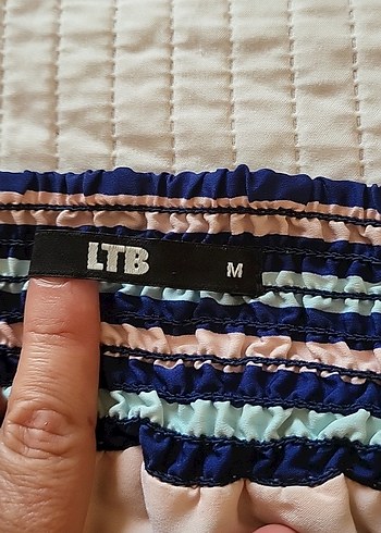 38 Beden çeşitli Renk Ltb marka Çizgili Pilili Mini Etek
