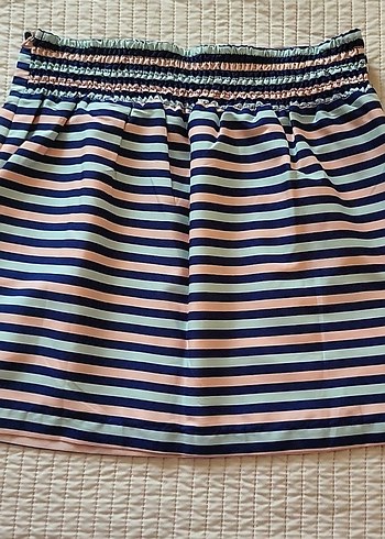 38 Beden Ltb marka Çizgili Pilili Mini Etek