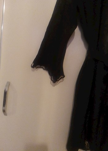 Siyah Uzun Kollu Gotik Kadın Sabahlık - Görsel 6