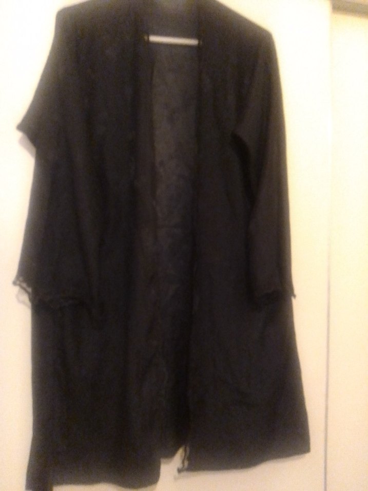 Siyah Uzun Kollu Gotik Kadın Sabahlık - Görsel 5