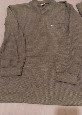 Erkek Gri Örgü Pamuklu Pijama Takımı - Görsel 2