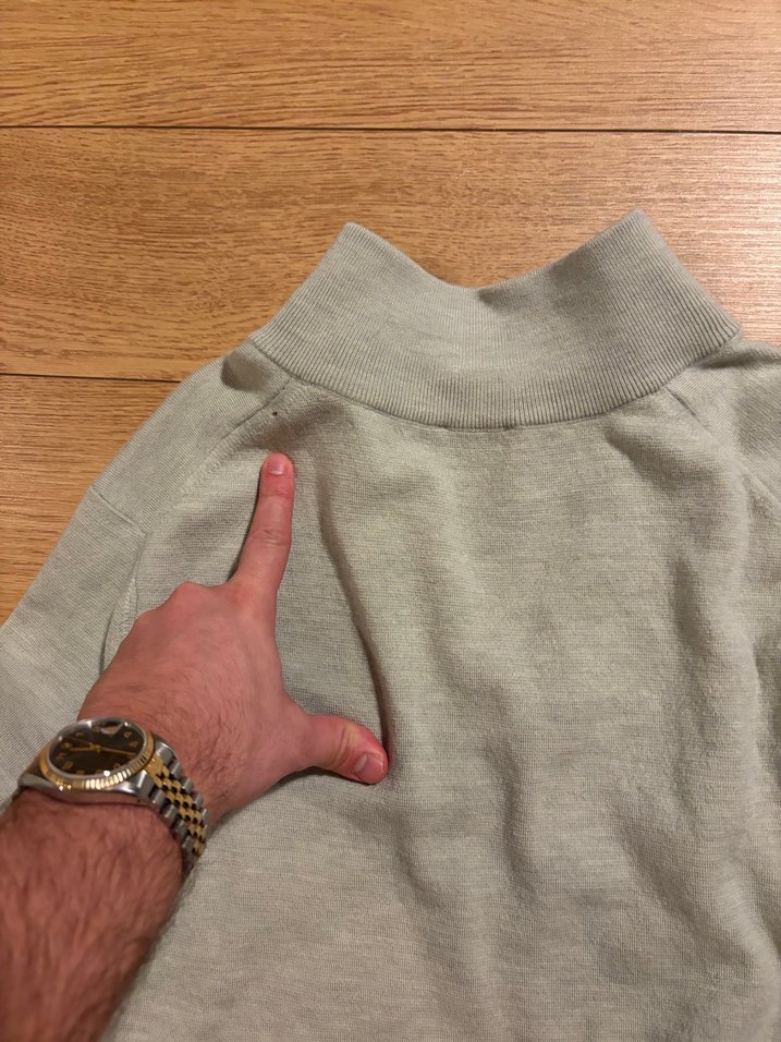 Gri Yarım Fermuarlı Yün Kadın Kazak - Görsel 2