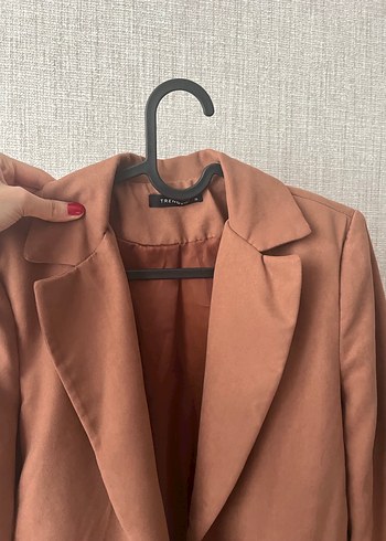 Bej Süet Midi Kadın Blazer Ceket - Görsel 2