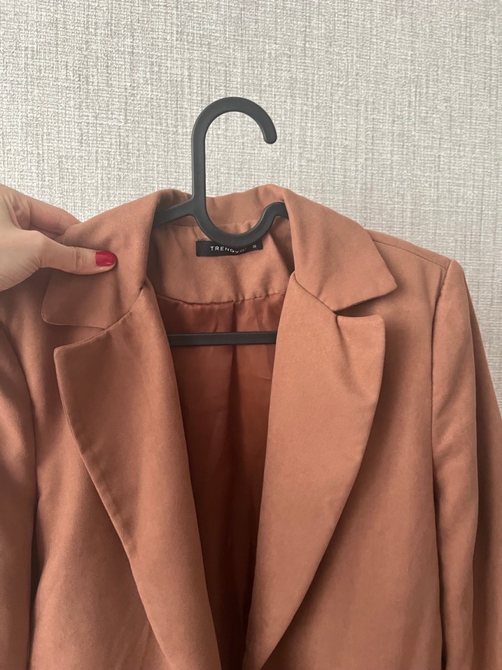 Bej Süet Midi Kadın Blazer Ceket - Görsel 2