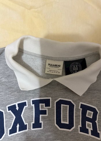 Pull and Bear Pullandbear Oxford Baskılı Gri Kadın Sweatshirt