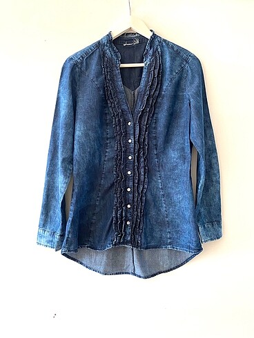 Mavi Jeans Fırfırlı Kot Gömlek