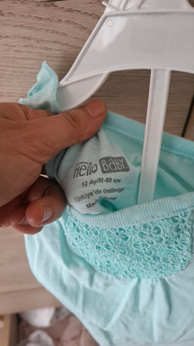 Dantel Detaylı Turkuaz Bebek Kız Tulum - Görsel 2