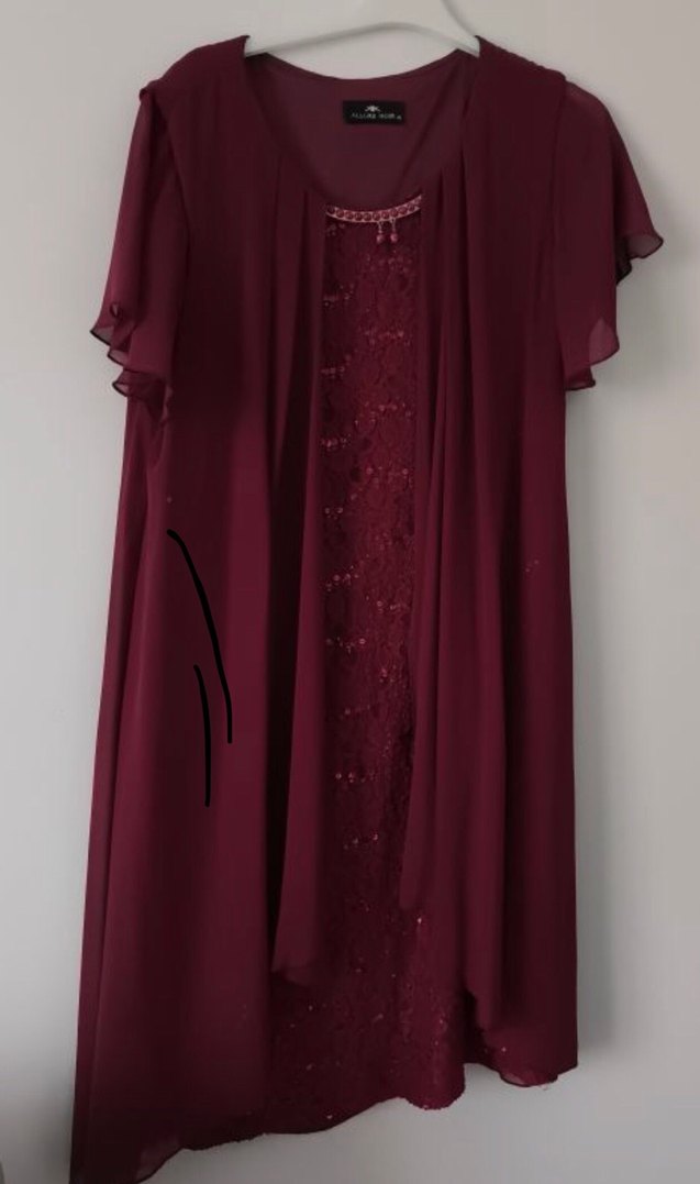 Bordo midi Abiye Elbise - Görsel 2